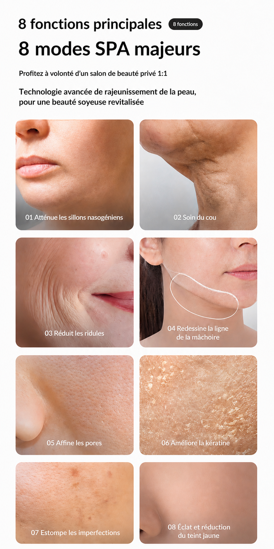 Appareil de beauté du visage pour un lifting et un raffermissement par microcourant